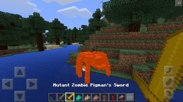 Mutant spider start burning by hit of Pigman's sword