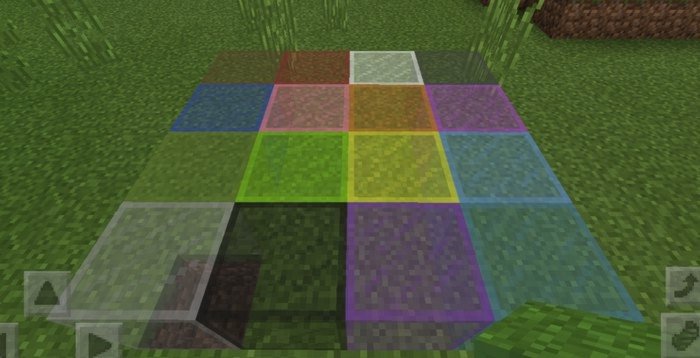 All 16 blocks of colored glass