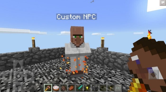 Villager with changed name and lava effect