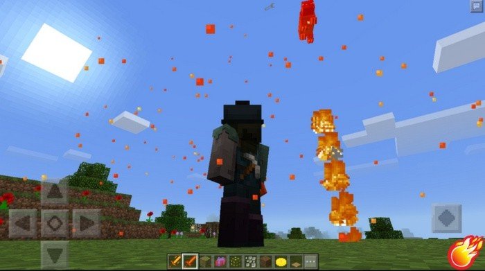 Mob launched in the air using the power of Lava sword