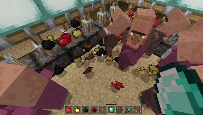 Trade items for random stuff with villagers in Pocket Edition