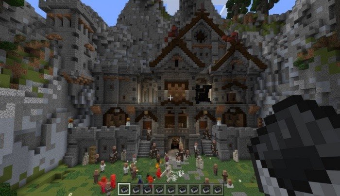 Defend castle from zombies in Minecraft PE 0.16.2 map