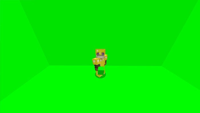 Character on a green screen background