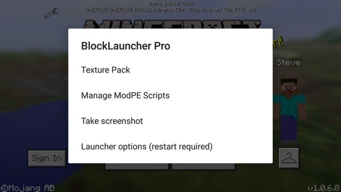 Launcher menu