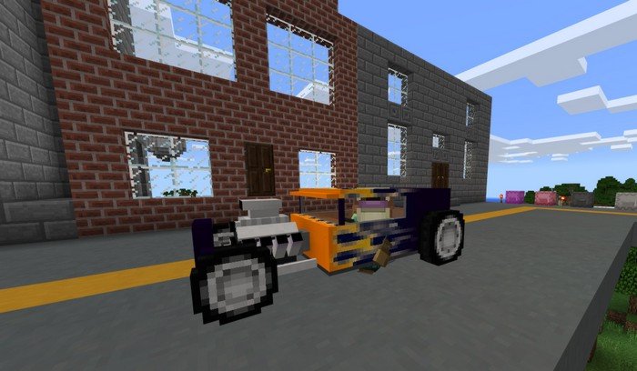 Hot car on the streets of Minecraft city