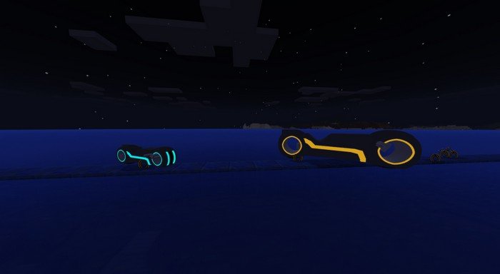 Blue and yellow tron bikes