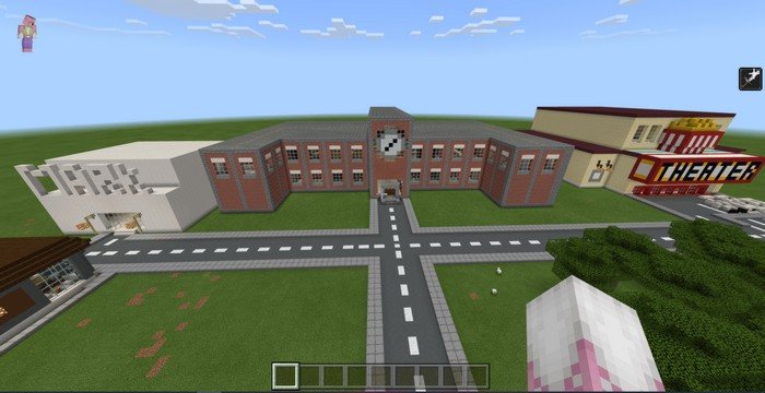 School in Town map for Minecraft PE 1.11.4